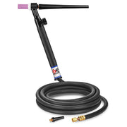 CK Worldwide CK112VH 125 Amp Gas-Cooled TIG Torch with Rigid Head and Valve, 12.5' Cable