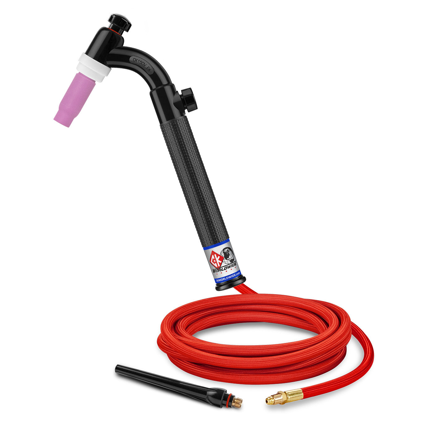 CK Worldwide CK1512VHSF FX 150 Amp TIG Torch with Flex Head and Valve, Gas-Cooled, 12.5' Superflex Cable