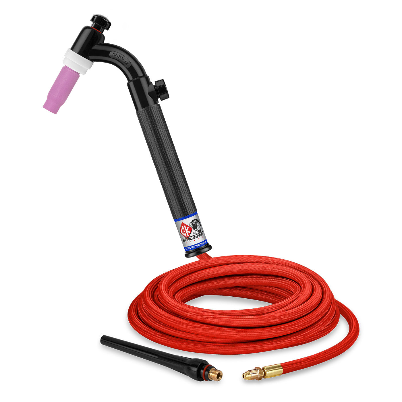 CK Worldwide CK1525VHSF FX 150 Amp Gas-Cooled TIG Torch with Flex Head & Valve, 25' Superflex Cables
