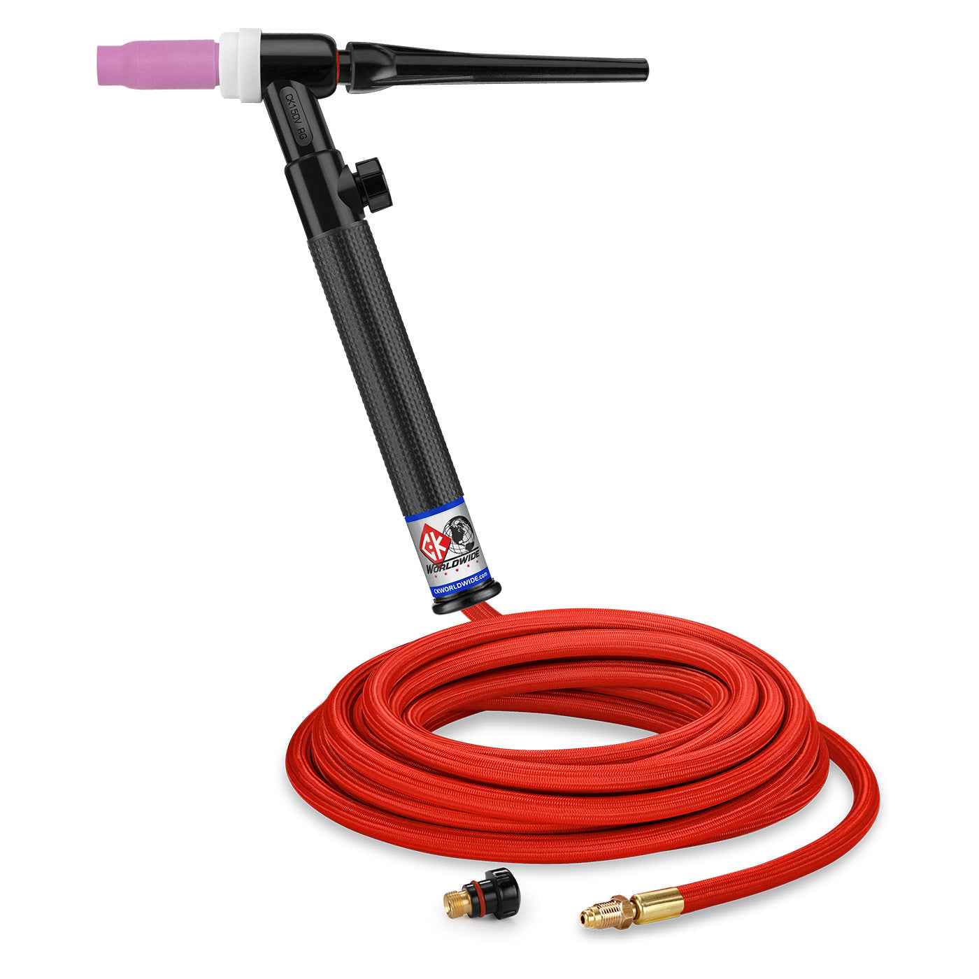 CK Worldwide CK1525VHSF RG TIG Torch 150A Gas-Cooled Rigid Head w/ Valve 25' Superflex