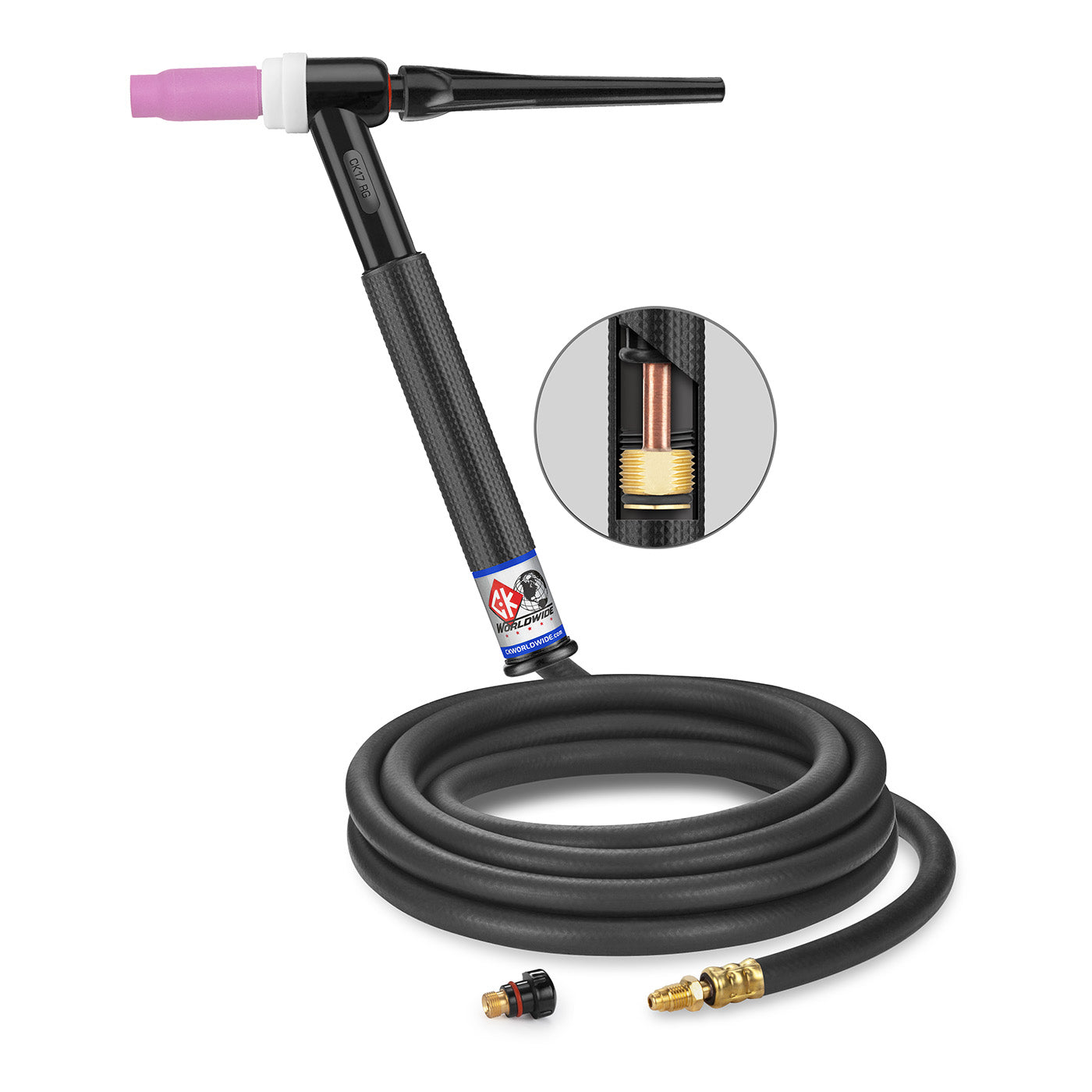 CK Worldwide CK17-12-R RG-T 150 Amp Gas-Cooled TIG Torch with Thread-On Consumables, 12.5 Ft