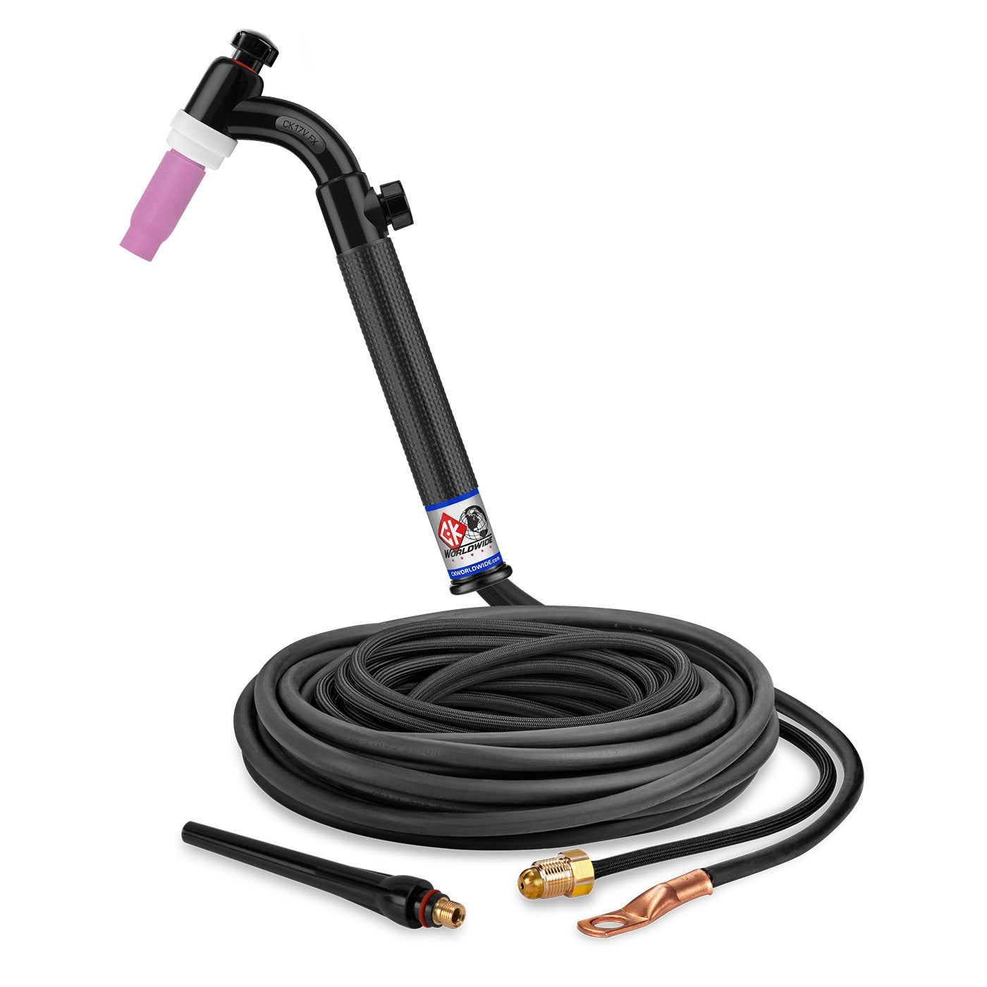 CK Worldwide CK17V-25-2SF FX 150 Amp Flex Head TIG Torch with Valve, Gas-Cooled, 25 ft