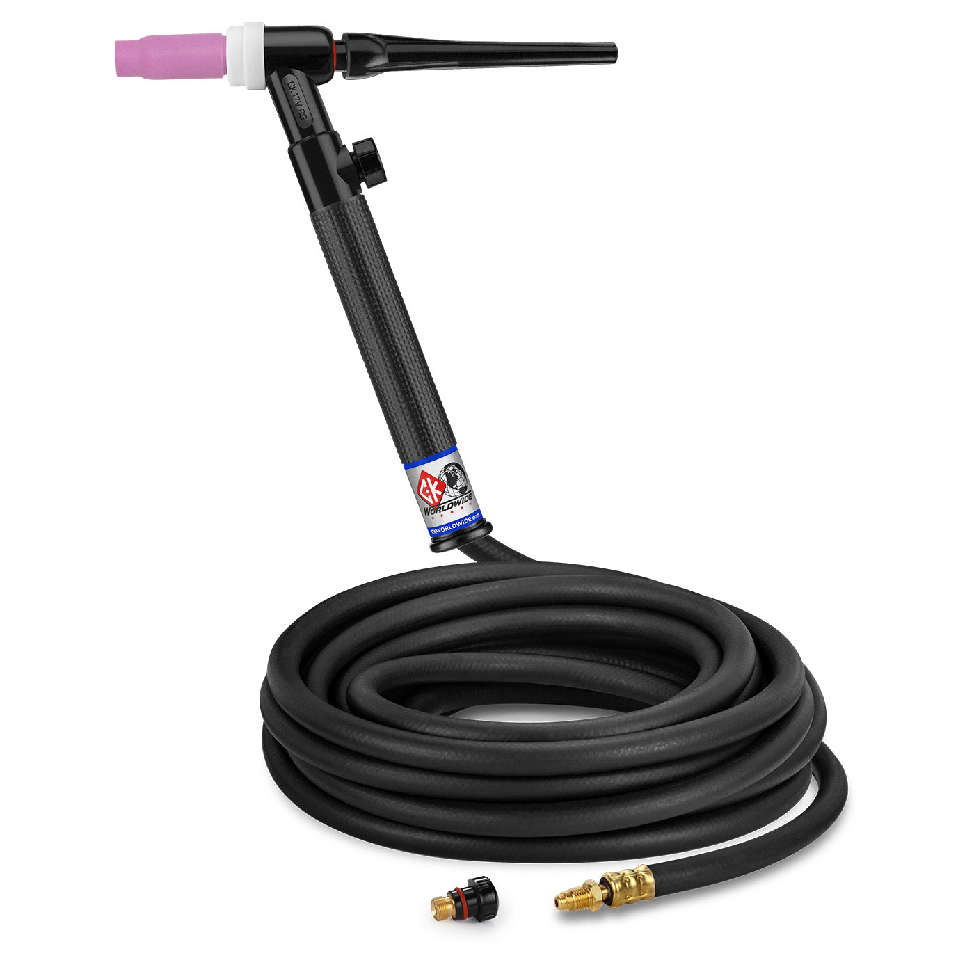 CK Worldwide CK17V-25-R RG 150 Amp Rigid TIG Torch with Valve - 25 Ft Cable, Gas Cooled