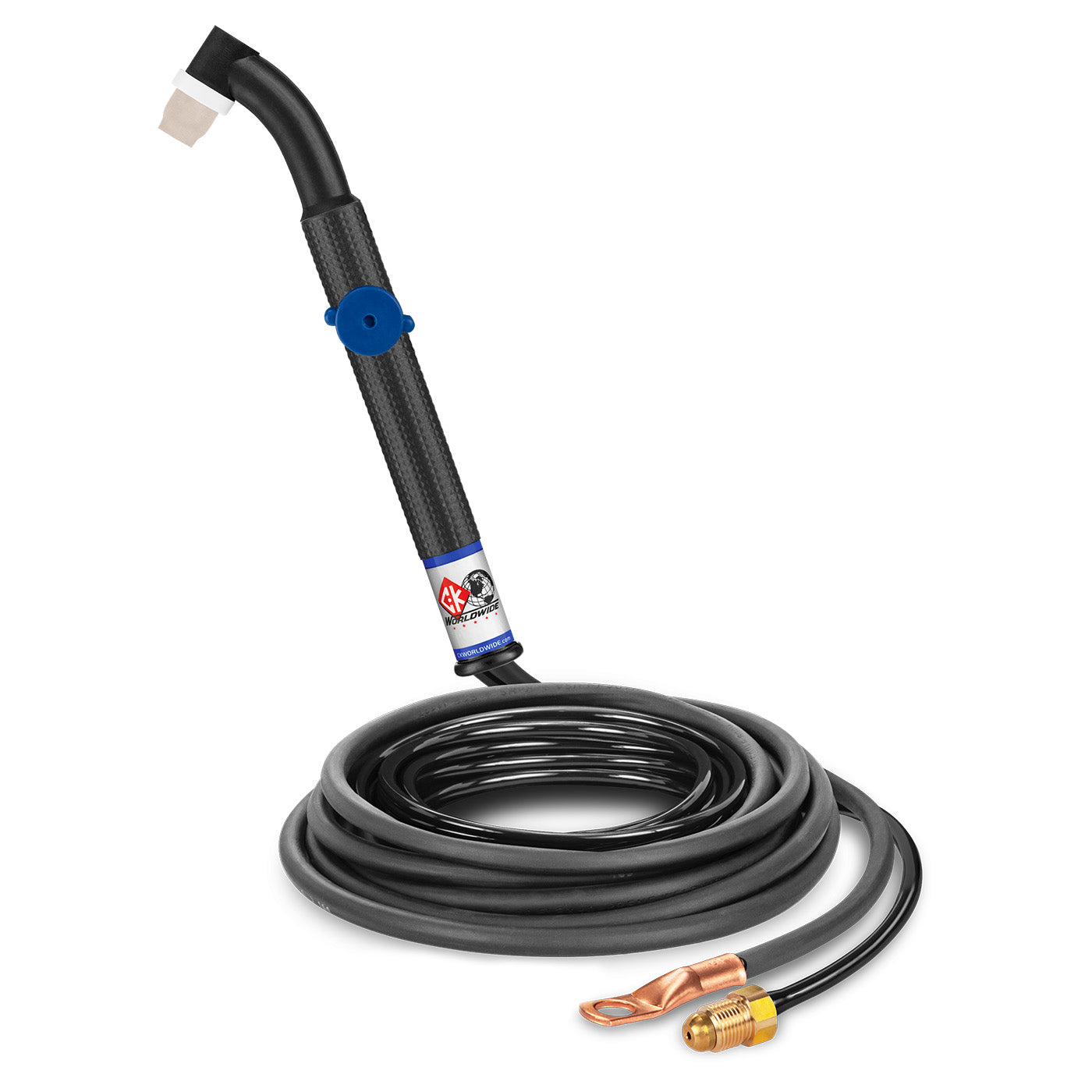 CK24V-12-2 FX - 90 Amp Flex Head TIG Torch with Valve, Gas-Cooled, 12.5' Cable