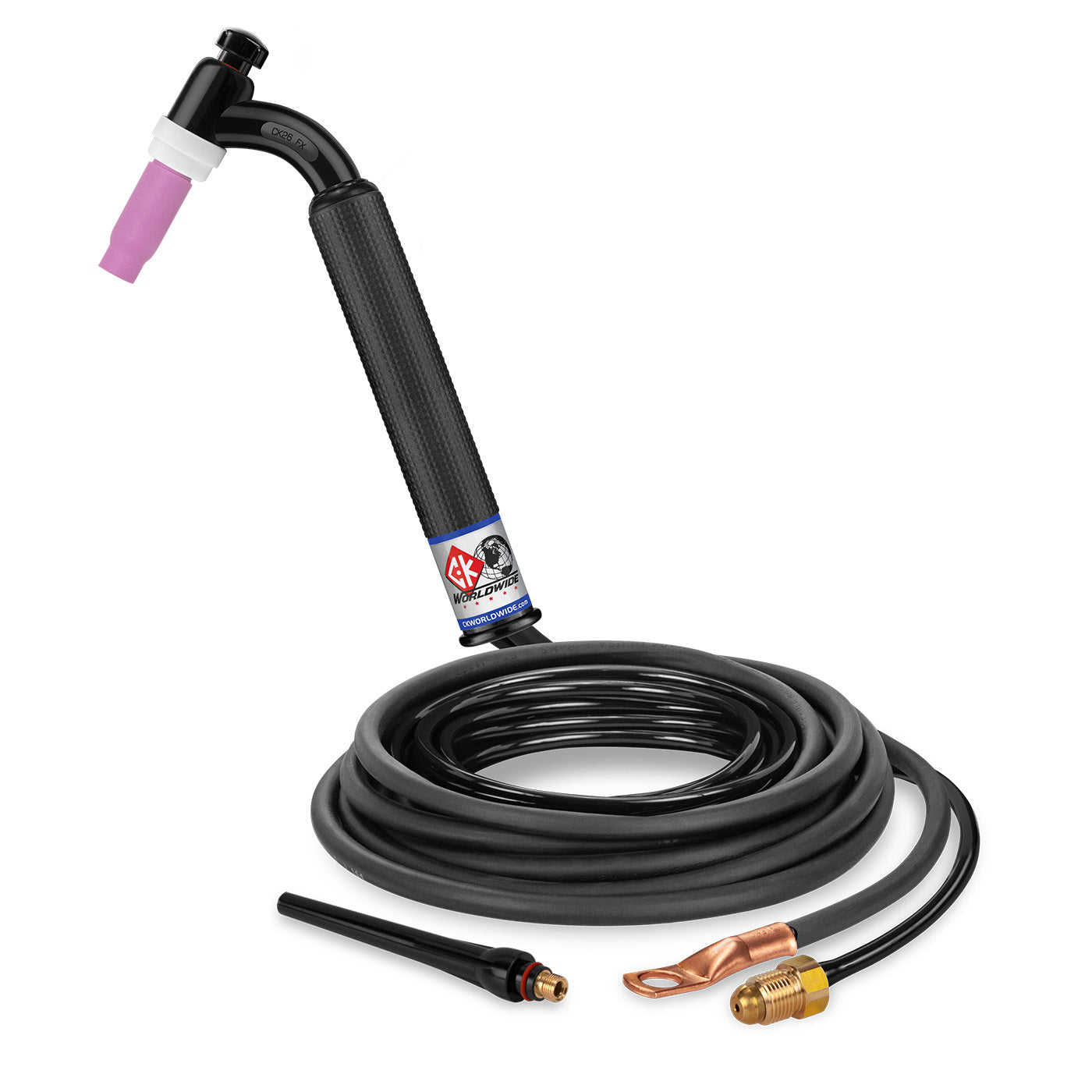 CK Worldwide CK26-12-2 FX TIG Torch - 200 Amp Gas-Cooled Flex Head, 12.5' Cable