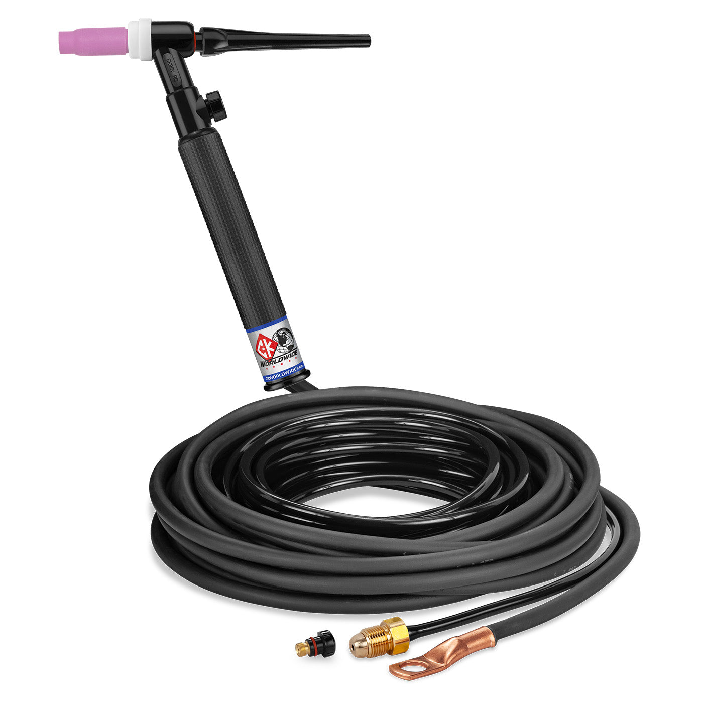 CK Worldwide CK26V-25-2 RG TIG Torch - 200 Amp Gas-Cooled, Rigid Head with Valve, 25' Cable