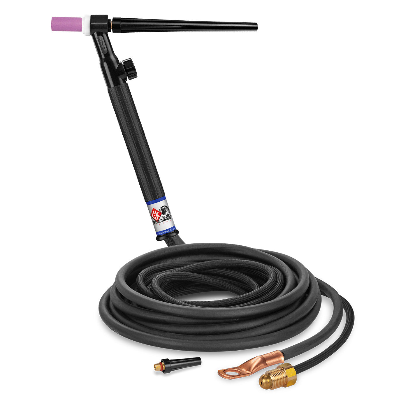 CK9V-12-2SF RG - 125 Amp Gas-Cooled TIG Torch with Valve, Rigid Head, 12.5' Superflex Cable