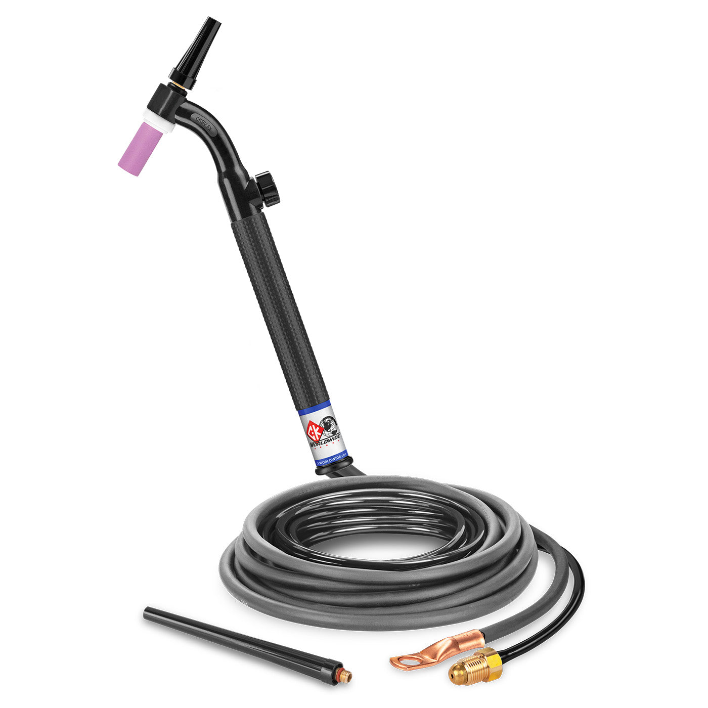 CK9V-12-2 FX - 125 Amp Flex Head TIG Torch with Valve, Gas-Cooled, 12.5