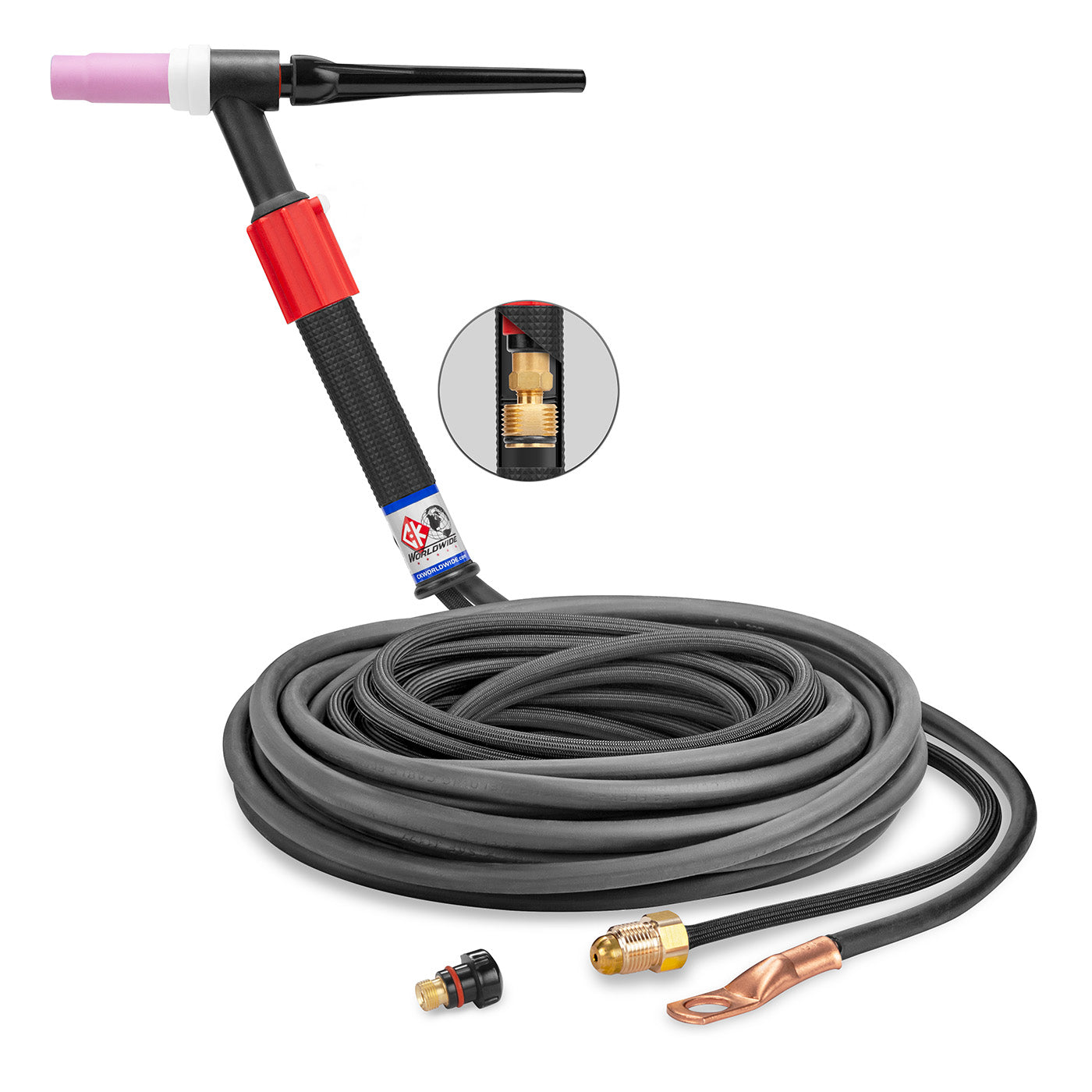 CK Worldwide CKC1525VNSF 150 Amp Rigid TIG Torch with Valve, Gas-Cooled, 25' SuperFlex Cables