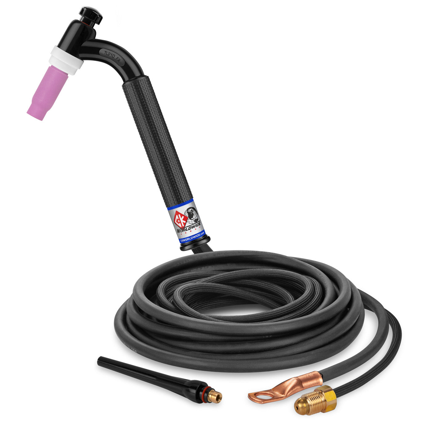 CK Worldwide TL2112NSF FX - 200 Amp Flex Head TIG Torch, Gas-Cooled, 12.5' Super-Flex Cable, Trim Line