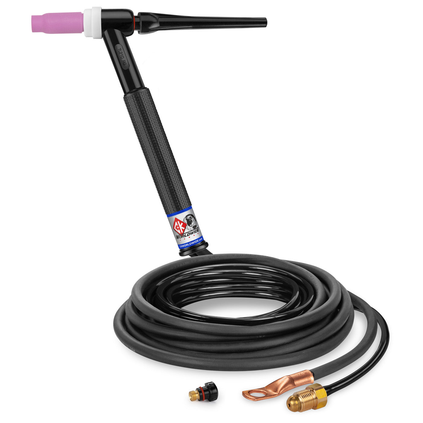 CK Worldwide TL2112N RG - 200 Amp Rigid Head TIG Torch, Gas-Cooled, 12.5' Standard Cables, Trim Line
