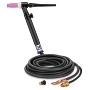 CK Worldwide TL2112VNSF RG - 200 Amp Rigid Head TIG Torch with Valve, Gas-Cooled, 12.5' Super-Flex Cables, Trim Line