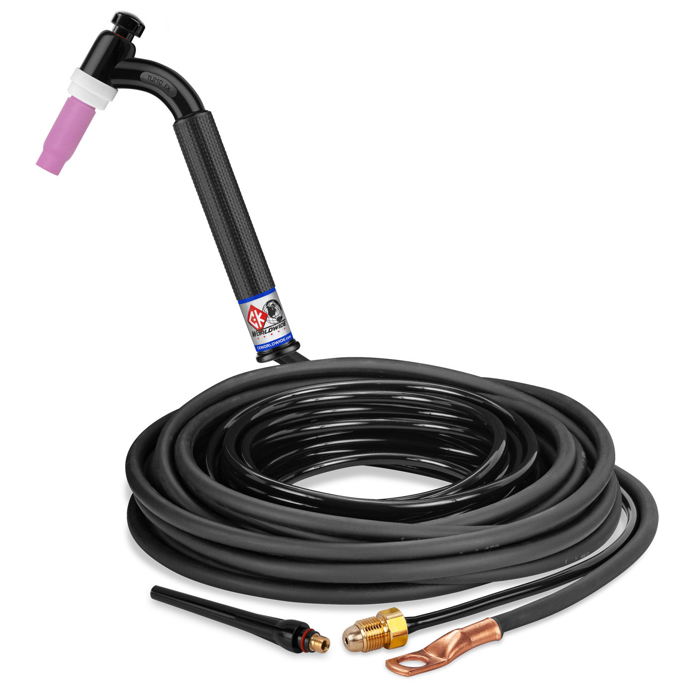 CK Worldwide TL2125N FX - 200 Amp Flex Head TIG Torch, Gas-Cooled, 12.5' Standard Cables, Trim Line