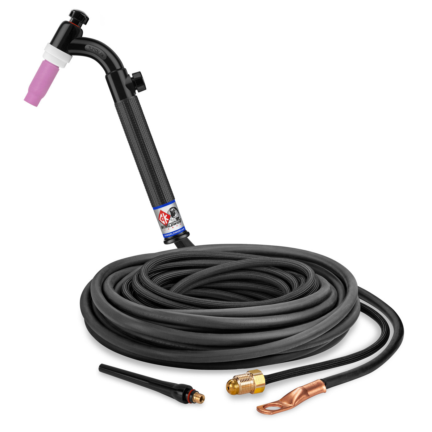CK Worldwide TL2125VNSF FX - 200 Amp Flex Head TIG Torch with Valve, Gas-Cooled, 12.5' Super-Flex Cable
