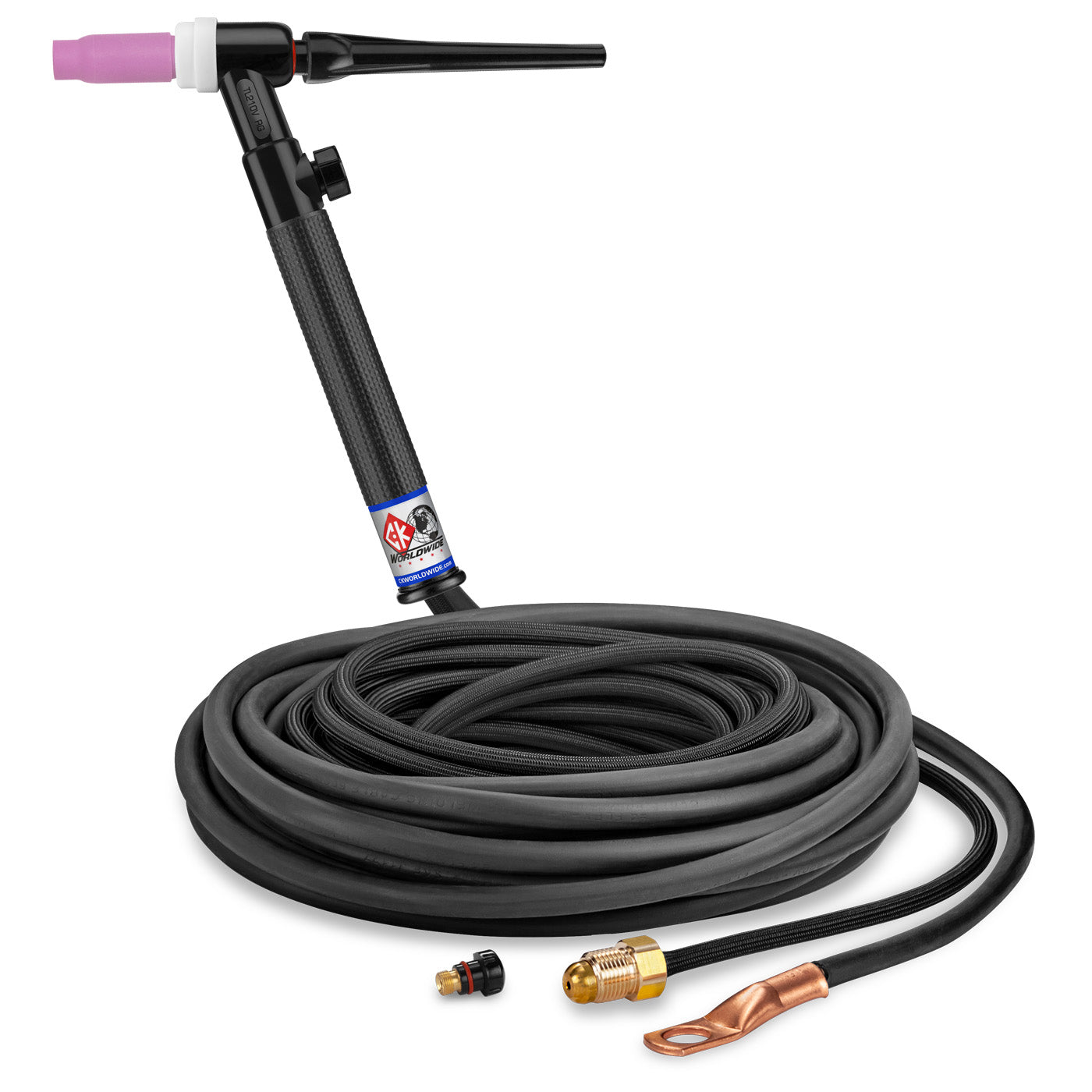 CK Worldwide TL2125VNSF RG - 200 Amp Rigid Head TIG Torch with Valve, Gas-Cooled, 12.5' Super-Flex Cable, Trim Line
