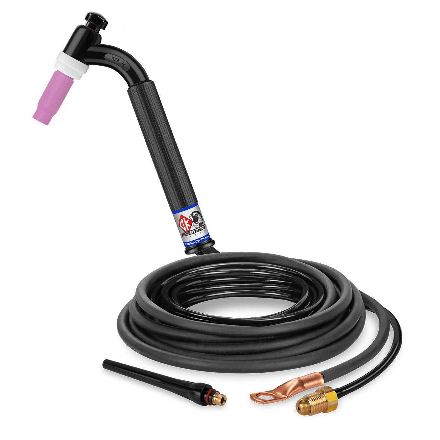 CK Worldwide TL26-12-2 FX TIG Torch - 200 Amp Gas-Cooled Flex Head, 12.5' Cable