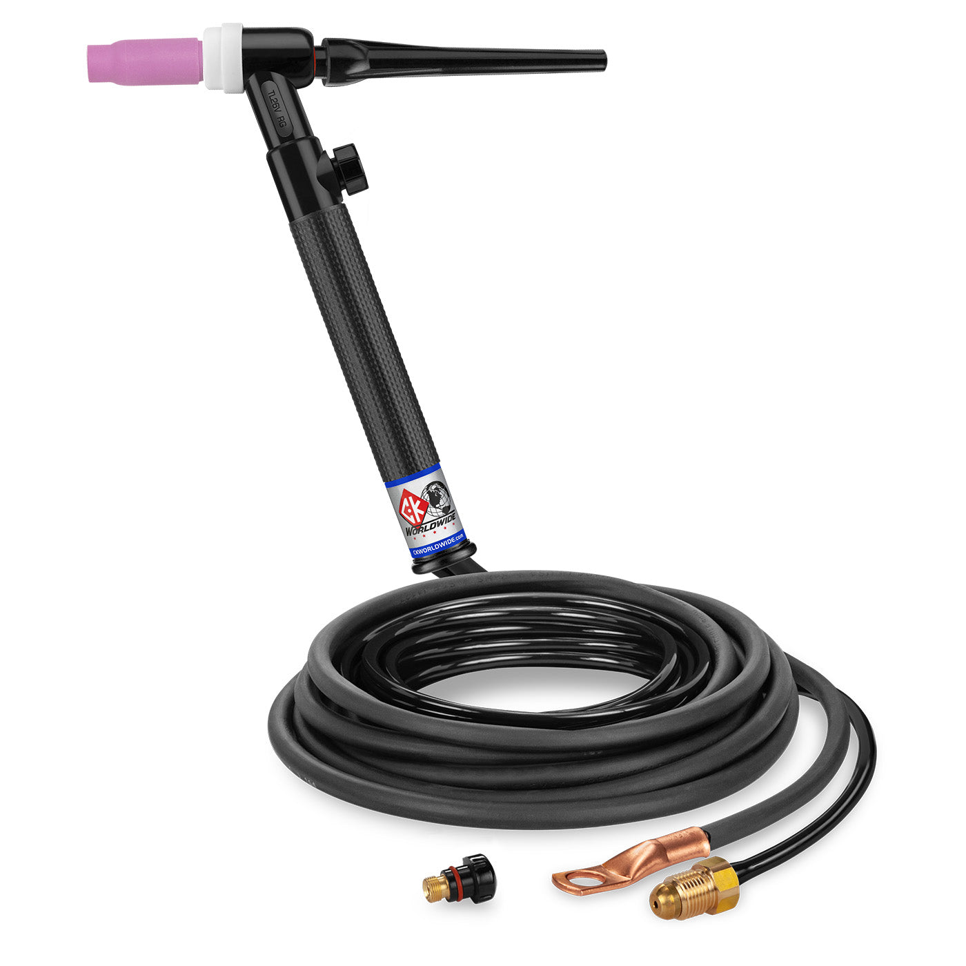 CK Worldwide TL26V-12-2 RG 200 Amp Rigid TIG Torch with Valve, Gas-Cooled, 12.5' Cable