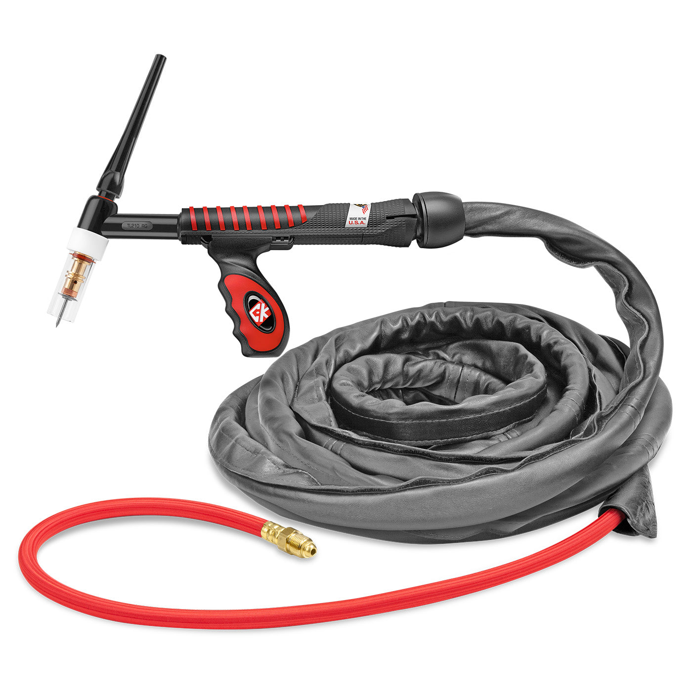 CK Worldwide USTL2125SF - 200 Amp Rigid Head TIG Torch, Gas-Cooled, 25' SuperFlex Cable, Trim-Line