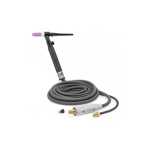 CK Worldwide CKCS26122RG 300 Amp gas-cooled rigid head TIG torch, 12.5 ft cable, pink cup and gray hose with fittings