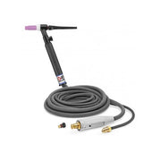 CK Worldwide CK26HD 300 Amp water-cooled rigid TIG torch with valve, 25 ft gray hose, brass fittings
