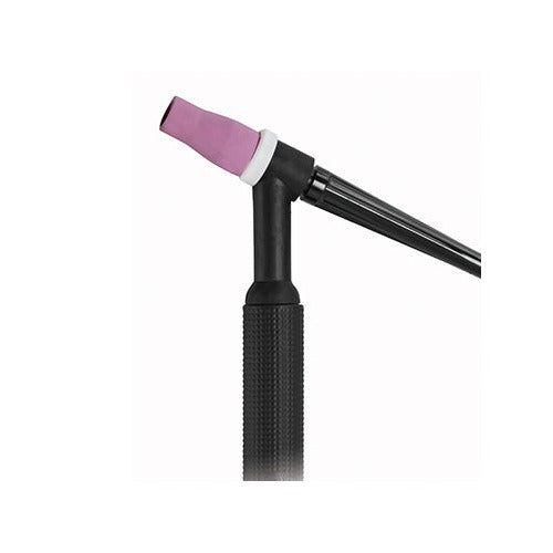 CK Torch Body Wtr 350A rigid water-cooled TIG torch head with pink ceramic cup and ribbed cable