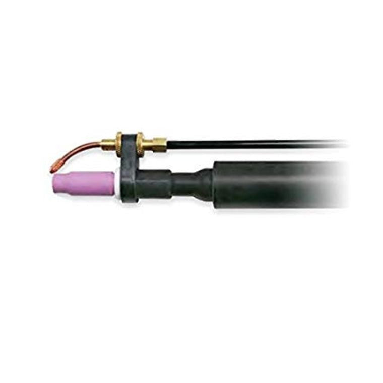 CK Cold Wire Machine Torch 400 Amp with pink ceramic cup, brass fittings, and coiled black cable, TIG welding torch