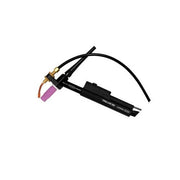 CK Trim-Line 350 cold wire hand held TIG torch, curved black handle, pink ceramic cup, brass gas fitting