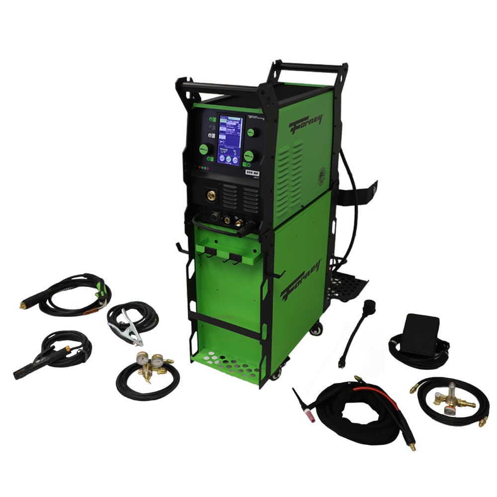Forney® PRO 250 Multi-Process Welder with TIG Accessory Package and Dual Cylinder Cabinet Cart