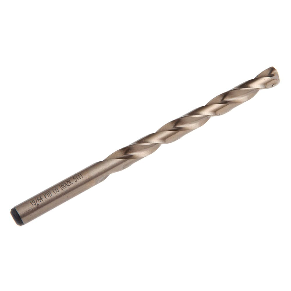 8 Percent Cobalt Drill Bit, 135 Degree Split Point, 19/64 in