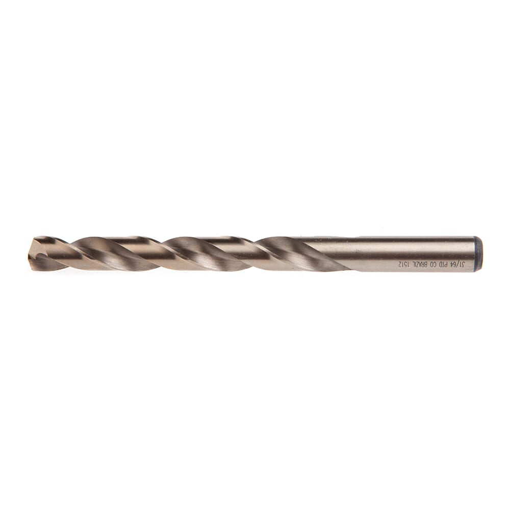 8 Percent Cobalt Drill Bit, 135 Degree Split Point, 31/64 in