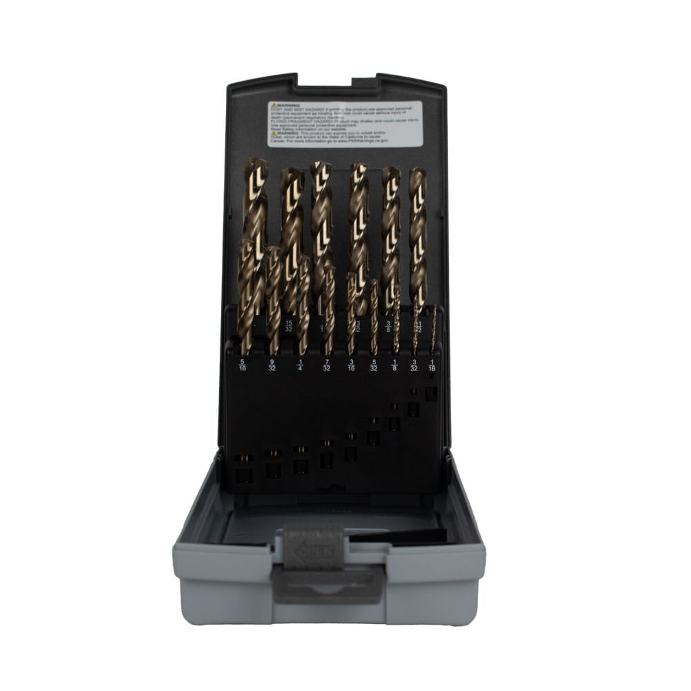 15-Piece 8 Percent Cobalt Drill Bit Set, 135 Degree Split Point (1/16 in - 1/2 in x 32nds)