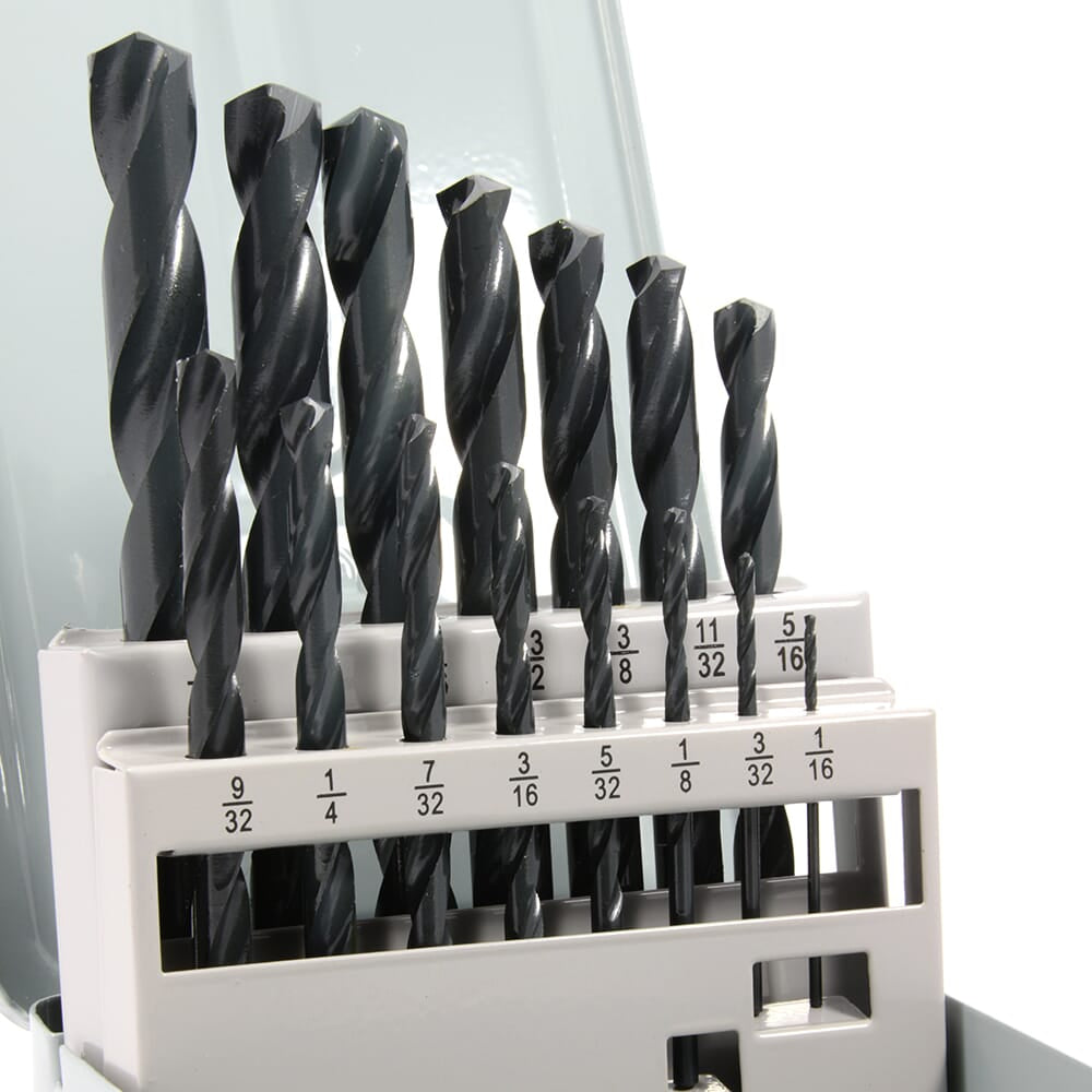15-Piece Jobber Length Drill Bit Set, High Speed Steel (HSS), 135 Degree Split Point
