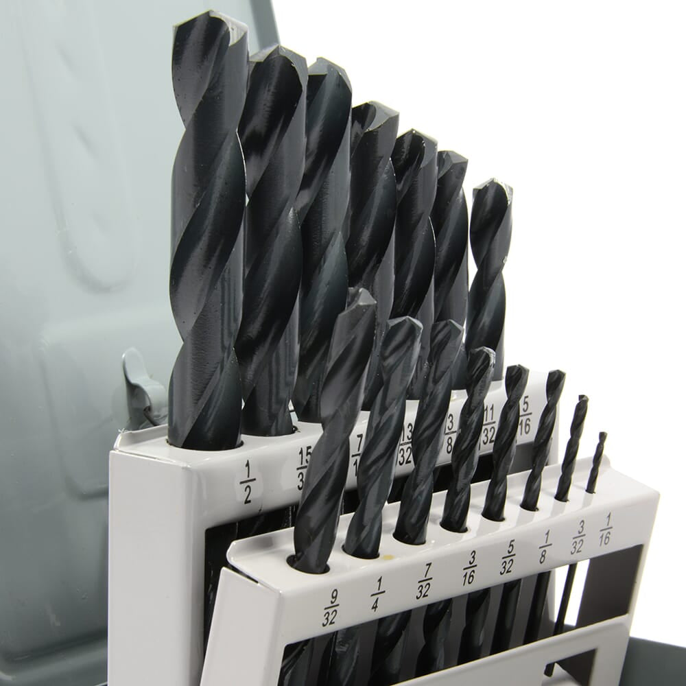 15-Piece Jobber Length Drill Bit Set, High Speed Steel (HSS), 135 Degree Split Point