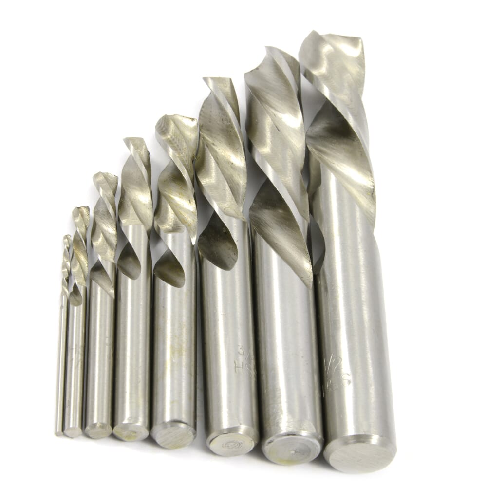 8-Piece Stubby Left Hand Drill Bit Set, High Speed Steel (HSS)