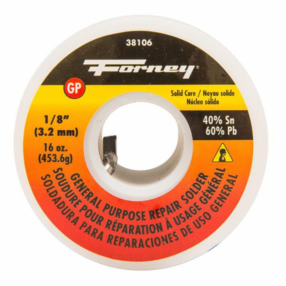 Solder, General Purpose Repair, Solid Core, 1/8 in, 16 Ounce