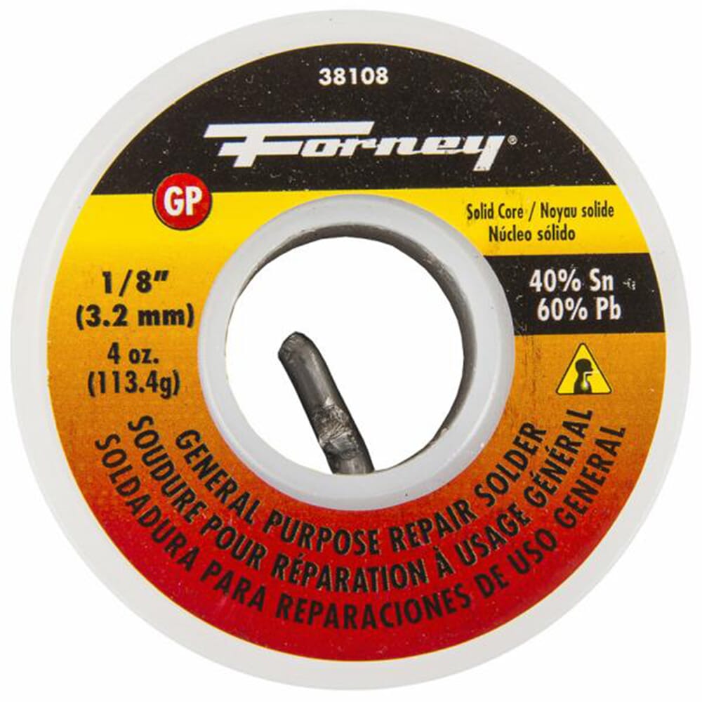 Solder, General Purpose Repair, Solid Core, 1/8 in, 4 Ounce