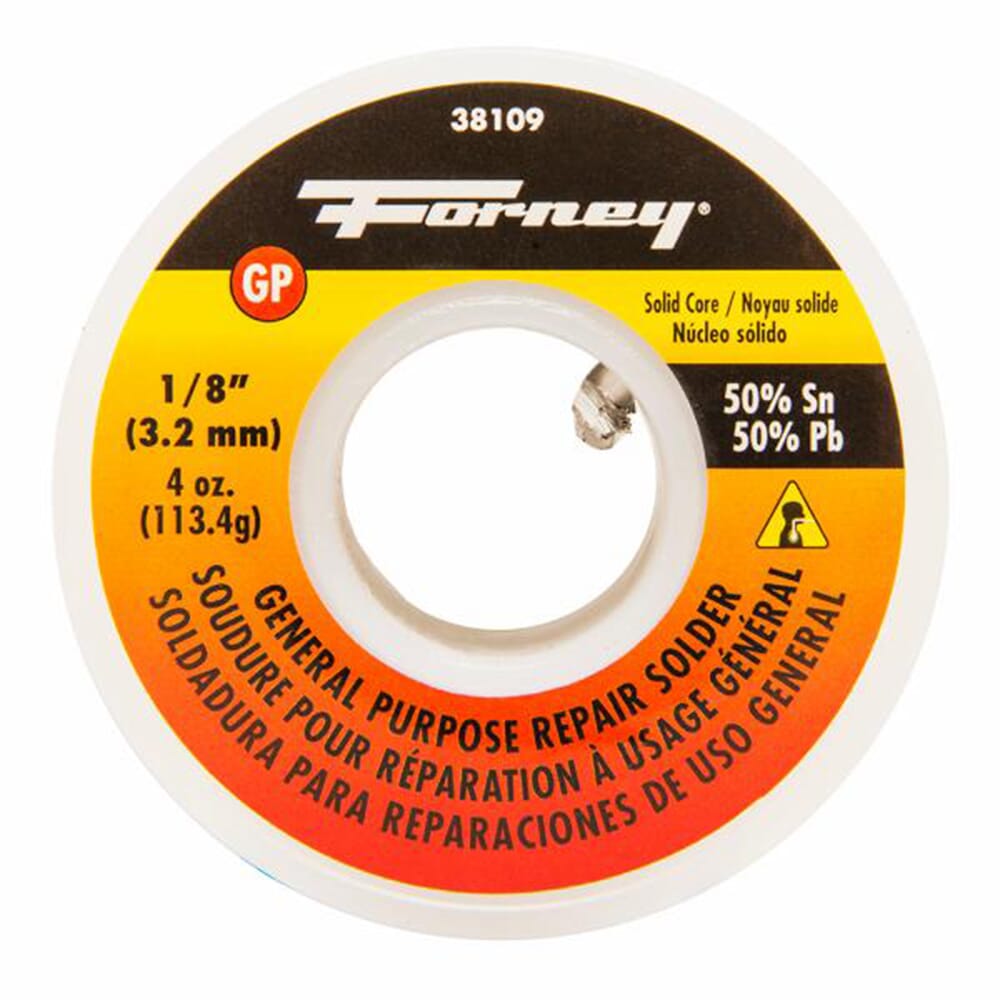 Solder, General Purpose Repair, Solid Core, 1/8 in, 4 Ounce