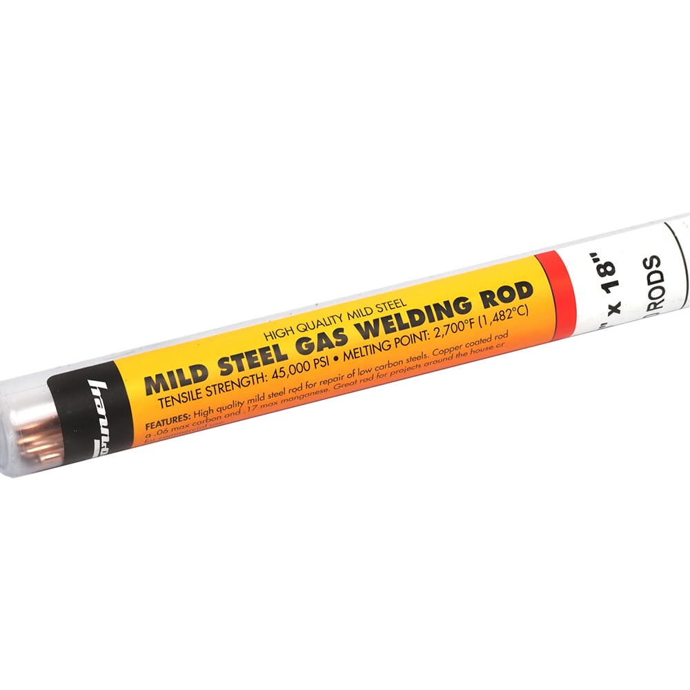 Brazing, TIG, Steel Rod, 1/8 in x 18 in, 10 Rods