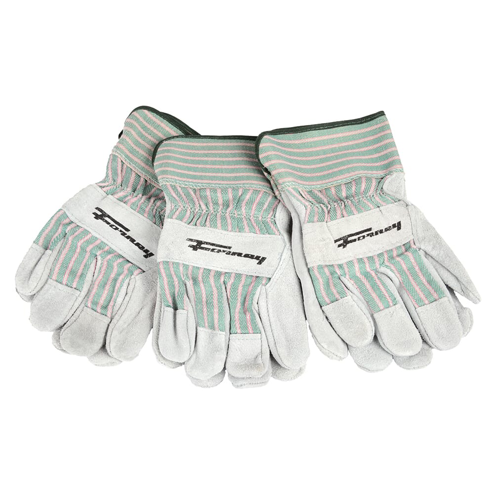 Standard Cowhide Leather Palm Work Gloves, 3-Pack (Men's L)