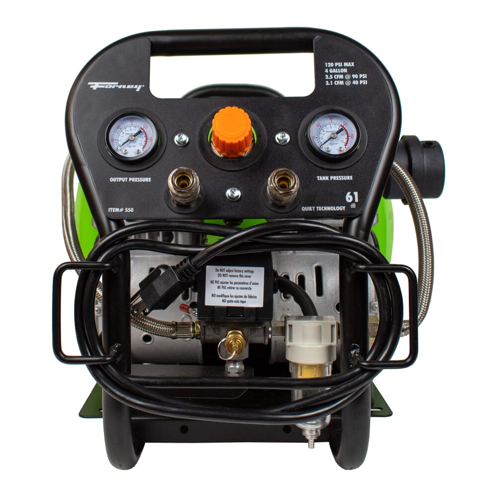 Fornair® 1.0 Hp, 4 Gal, Oil-Free Air Compressor, 120 PSI, 2.5 CFM @ 90 PSI