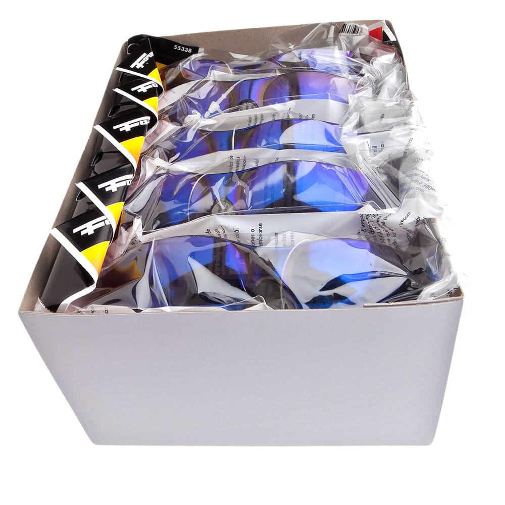 Safety Glasses, Blue Mirror Lens, 10-Pack