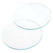 Forney replacement lens 50 mm round clear glass, two overlapping circular clear glass discs on white background