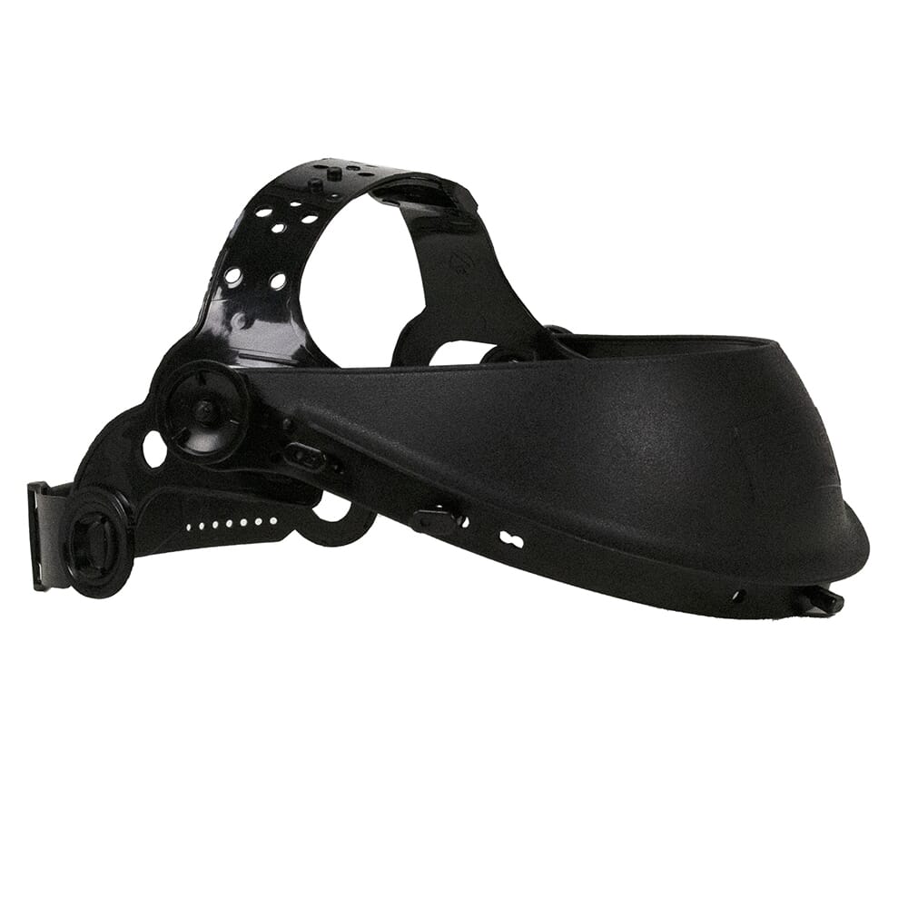 Forney Replacement Pin-Type Headgear black adjustable ratchet headband with brow guard crown strap and pin attachment slots