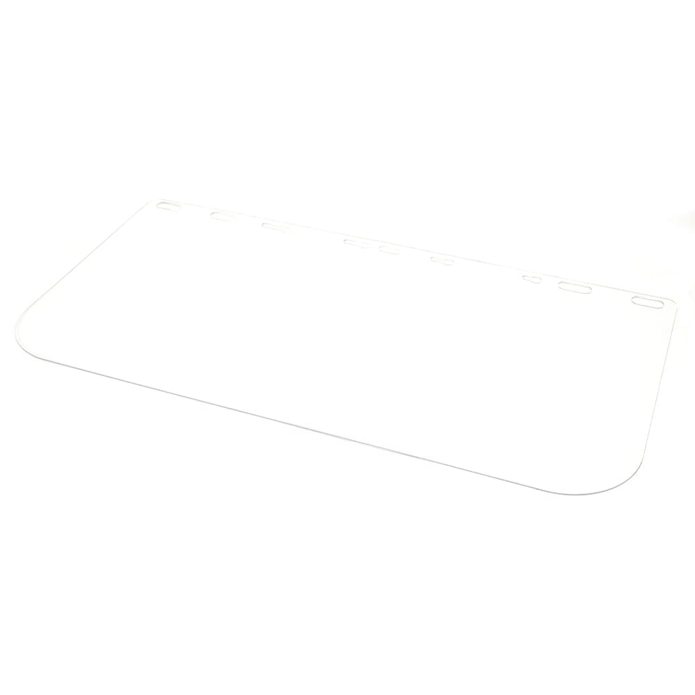 Forney Replacement Face Shield clear flat polycarbonate visor with pin-mount slots along top edge for face shield headgear