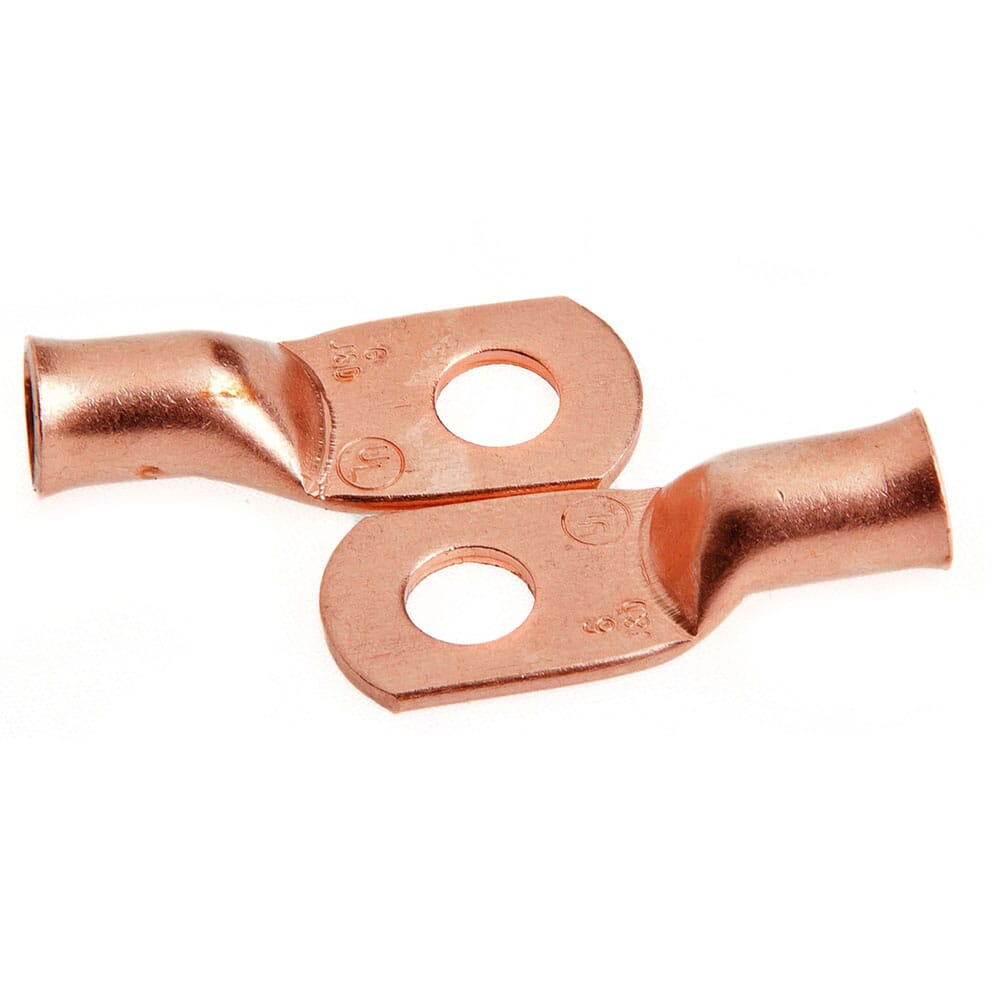 Lug for Number 6 Cable, 1/4 in Stud, Premium Copper