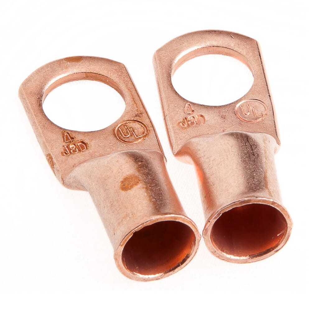Lug for Number 4 Cable, 3/8 in Stud, Premium Copper