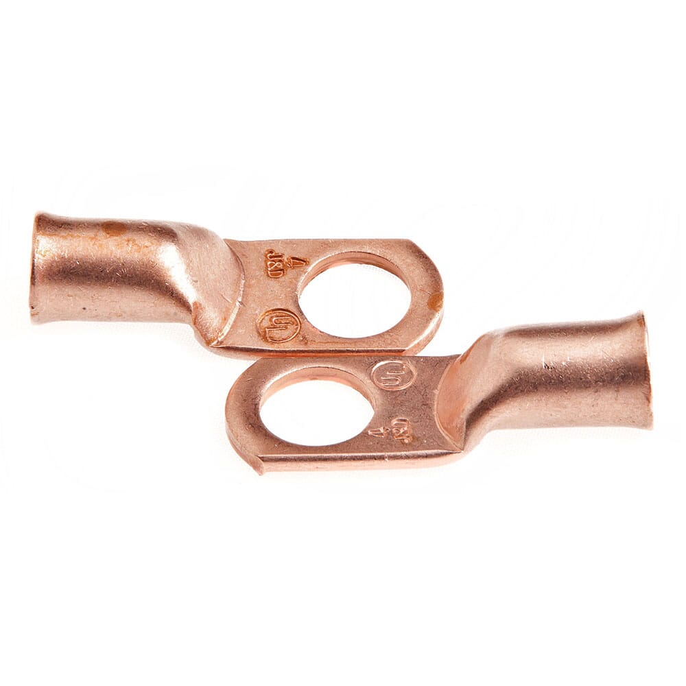 Lug for Number 4 Cable, 3/8 in Stud, Premium Copper