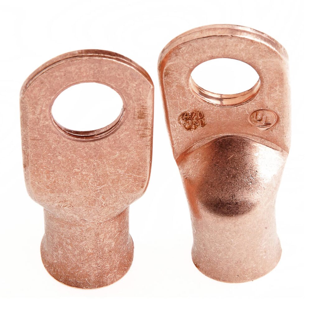 Lug for Number 4/0 Cable, 1/2 in Stud, Premium Copper
