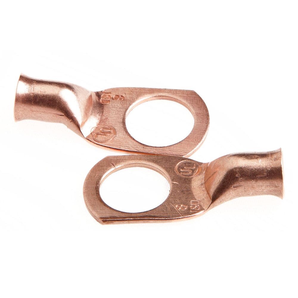 Lug for Number 8 Cable, 3/8 in Stud, Premium Copper