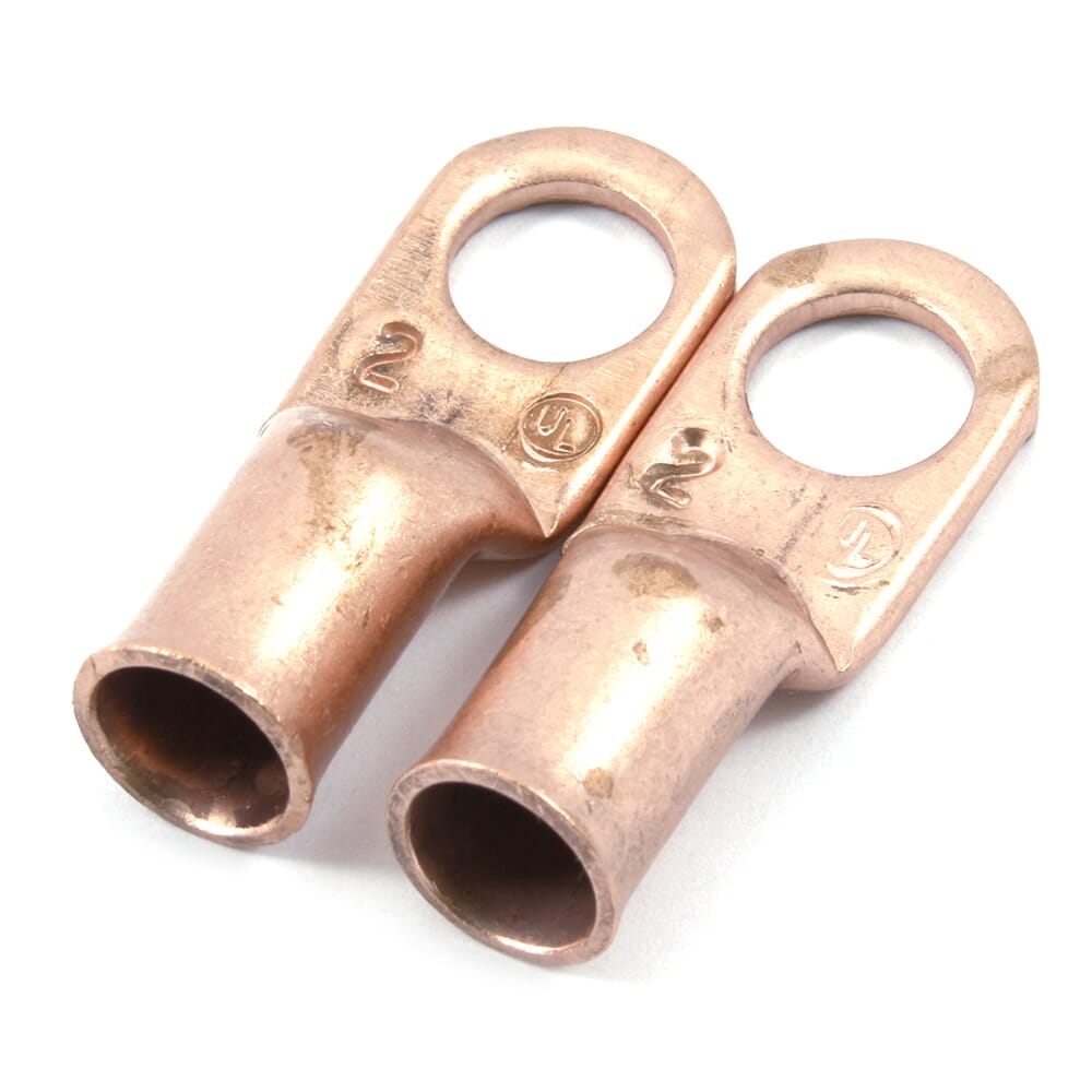 Lug for Number 2 Cable, 3/8 in Stud, Premium Copper